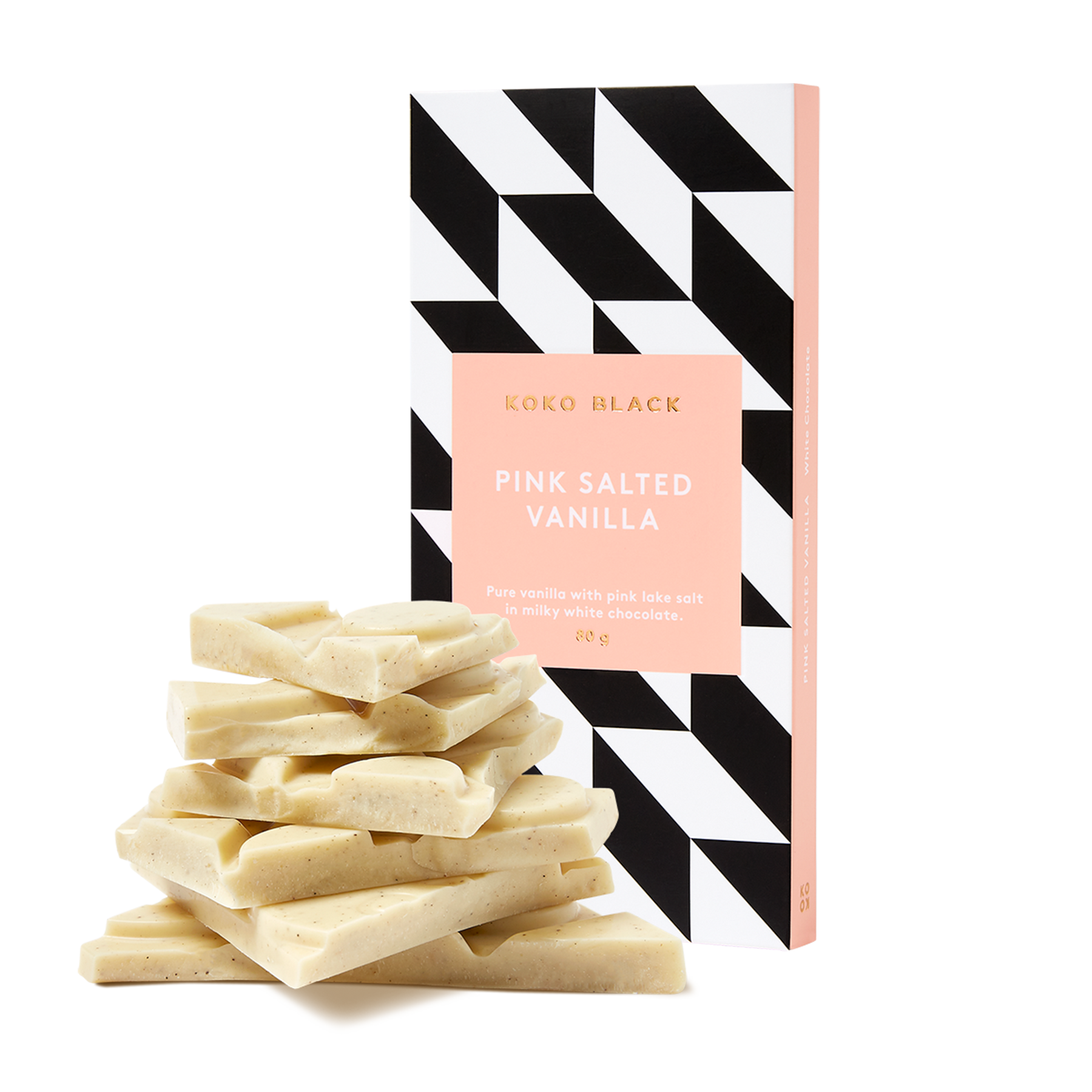 Pink Salted Vanilla 80g | White Chocolate Block